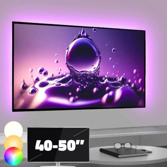 TV backlight Set mit 3 RGBWW Led Streifen für TV’s 40-50 inch