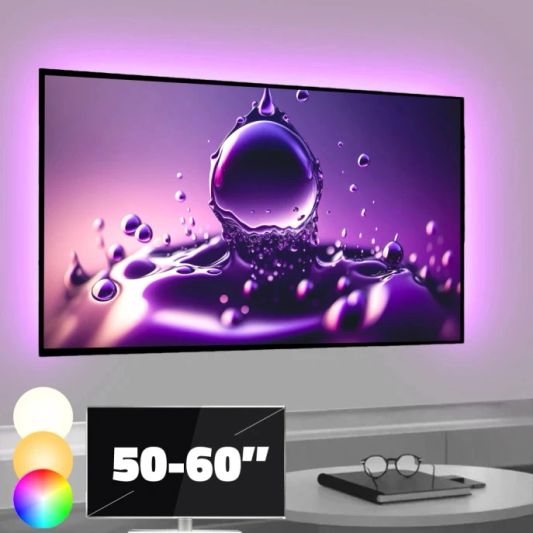 TV backlight Set mit 3 RGBWW Led Streifen für TV’s 50-60 inch