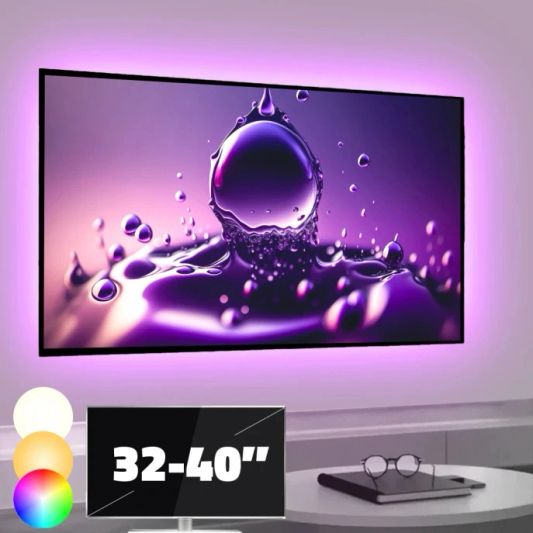 TV backlight Set mit 4 RGBWW Led Streifen für TV’s 32-40 inch