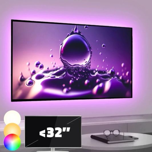 TV backlight Set mit 4 RGBWW Led Streifen für TV’s <32 inch