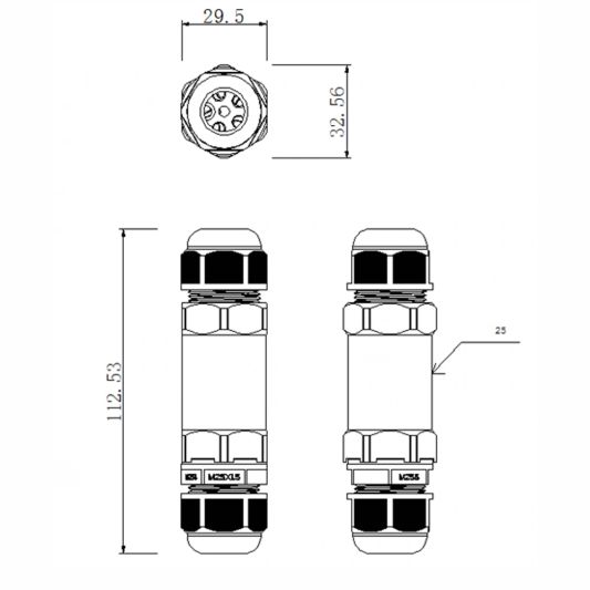 Wasserdichter Verbinder XL IP68 2-fach 230V