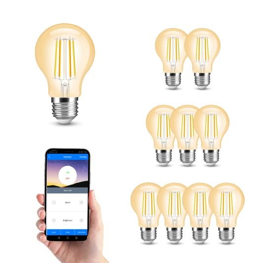 Wlan Set mit weißer Dual Glühlampe von Milight 7W E27 Fassung - Modell Amber A60 - Mit Wlan-Modul