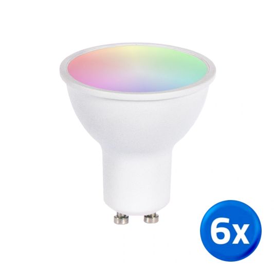 WiFi Smarter LED Spot 4 Watt – GU10 Fassung – RGB+CCT Multicolor und Weiß – Vorteilset mit 6 Stück