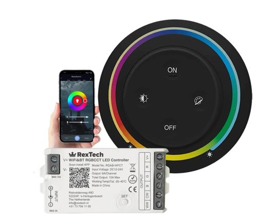 Wireless Touch Wall Dimmer & WLAN Steuerung für RGBWW -LED -Streifen - komplette Set