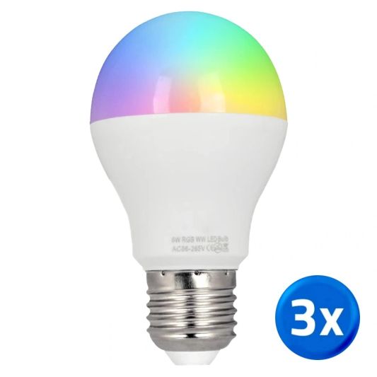 WLAN LED Lampe RGBW 6W E27 Fassung 3er-Vorteilsset
