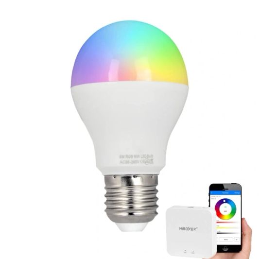 WLAN Set mit 1 bis 4 RGBW LED Lampen 6W E27 Fassung