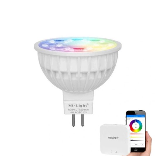 WLAN Set mit 1 bis 4 RGBWW LED Strahlern 4 Watt MR16 Fassung 12V