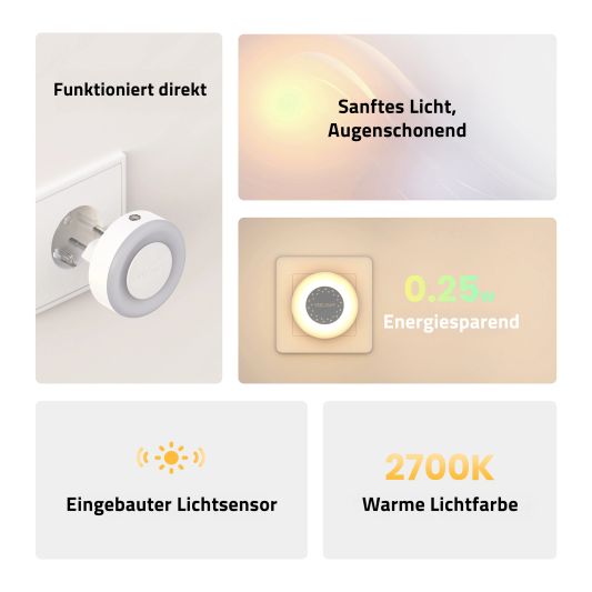 Yeelight Plug-in Nachtlicht 0,5W – Warmweiß – Mit Lichtsensor
