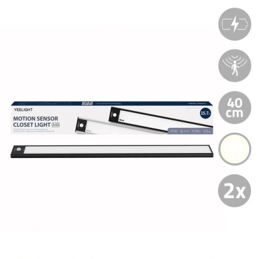 Yeelight Schrankbeleuchtung mit Sensor 40 cm – warmweißes Licht – wiederaufladbarer Akku – Vorteilset mit 4 Stück