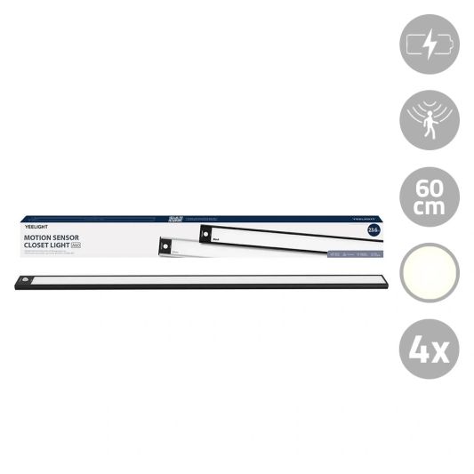 Yeelight Schrankbeleuchtung mit Sensor 60 cm – warmweißes Licht – wiederaufladbarer Akku - Vorteilsset mit 4 Stück
