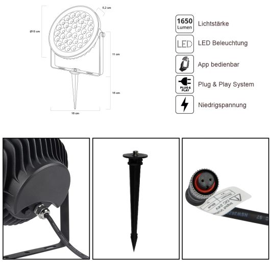 Zigbee Außenstrahler 15W - Alle Farben und Weißtöne