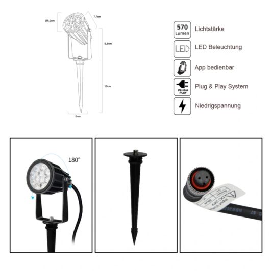 Zigbee Außenstrahler 6W - Alle Farben und Weißtöne