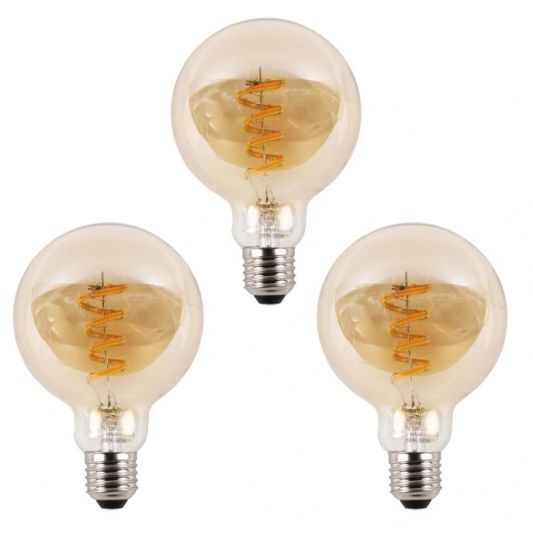Zigbee E27 Spiral Filament Lampe Dual White G95 Bersteinfarbend - Vorteilsset von 3