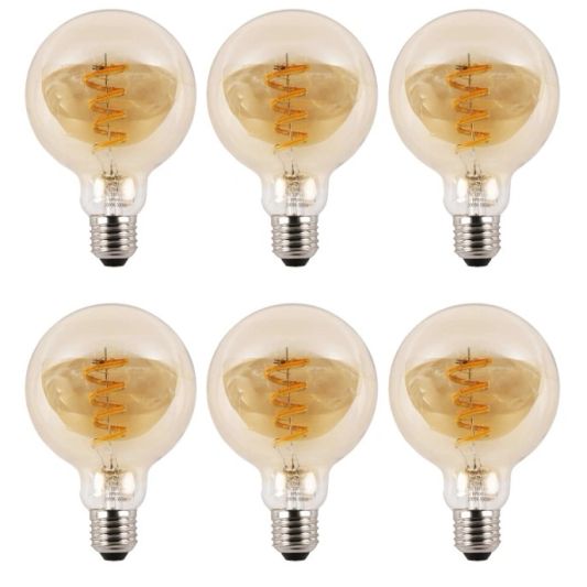 Zigbee E27 Spiral Filament Lampe Dual White G95 bersteinfarbend - Vorteilsset von 6