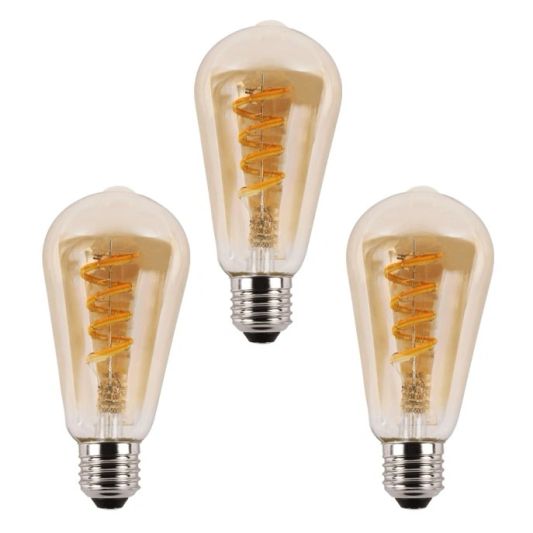 Zigbee E27 Spiral Filament Lampe Dual White ST64 Bersteinfarbend - Vorteilsset von 3