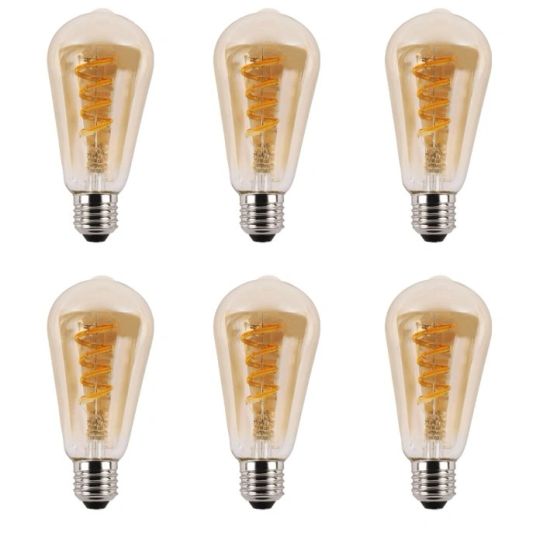 Zigbee E27 Spiral-Filamentlampe Dual White ST64 bernsteinfarben - Vorteilsset von 6 Stück