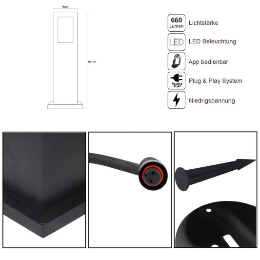 Zigbee Standleuchte für den Außenbereich 9W - Alle Farben und Weißtöne - Gerade