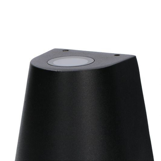 Schwarze up/down Wandleuchte für draußen mit Zigbee GU10 Strahler - Kegelform