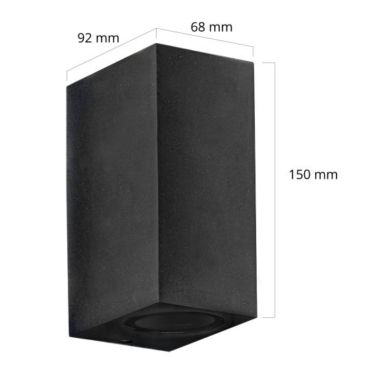 Schwarze up/down Wandleuchte für draußen mit Zigbee GU10 Strahler- Gerade