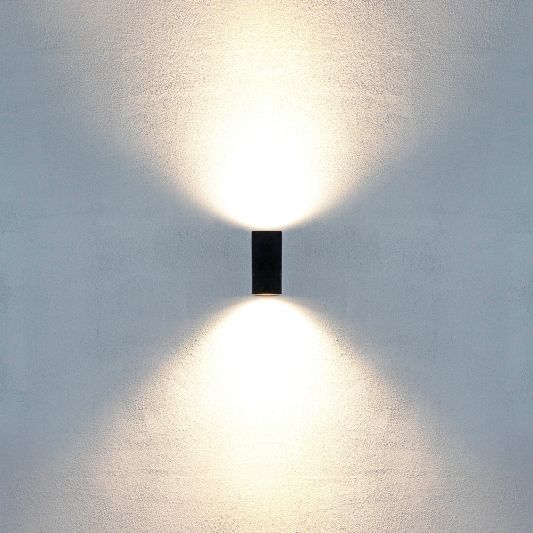 Schwarze up/down Wandleuchte für draußen mit Zigbee GU10 Strahler- Gerade