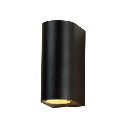 Schwarze up/down Wandleuchte für draußen mit Zigbee GU10 Strahler - Rund