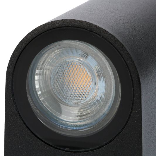 Schwarze up/down Wandleuchte für draußen mit Zigbee GU10 Strahler - Rund
