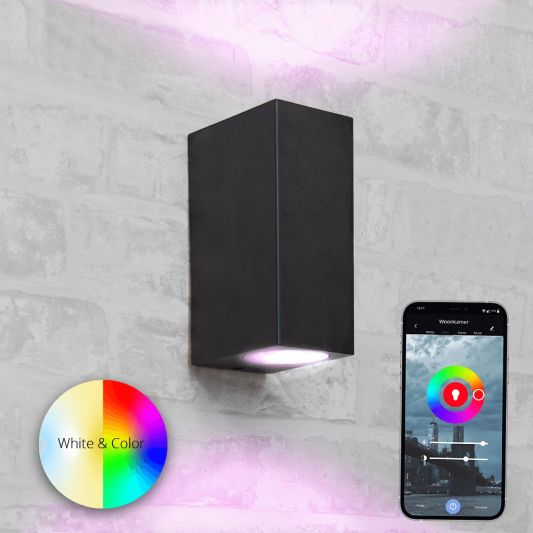 Schwarze up/down Wandleuchte für draußen mit Zigbee GU10 Strahler- Gerade