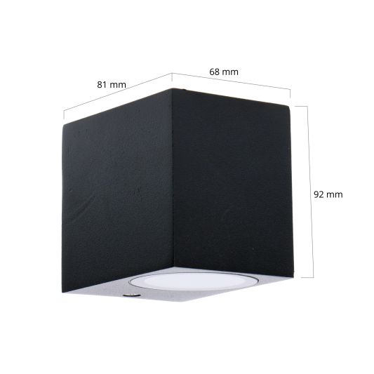 Schwarze Wandleuchte für draußen mit Zigbee GU10 Strahler- Gerade