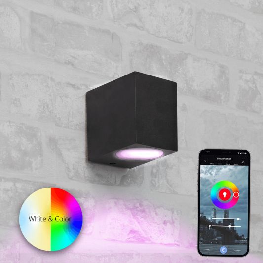 Schwarze Wandleuchte für draußen mit Zigbee GU10 Strahler- Gerade